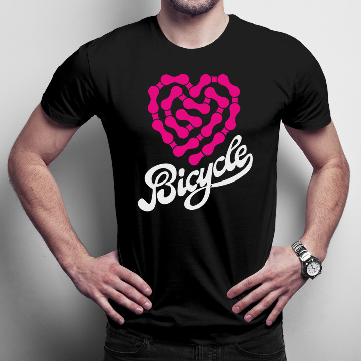 Bicycle – heartbeat chain - męska koszulka z nadrukiem